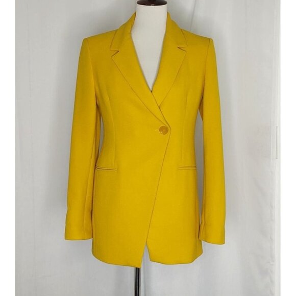Zara Blazer XS Yellow Double Breasted Asymmetric Blogger Fave - Picture 6 of 16